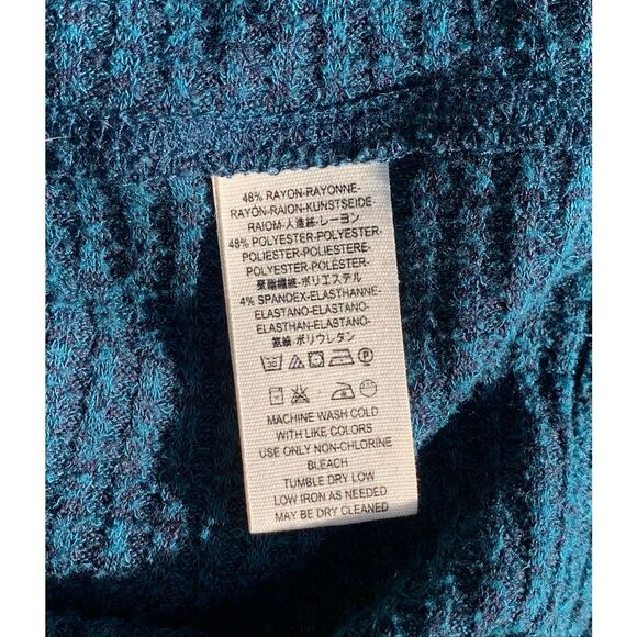 We The Free People Kitty Waffle Knit Thermal teal BOHO Sweater sz S - Picture 7 of 7